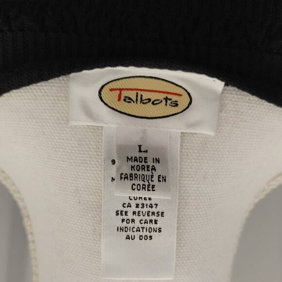 Talbots Top Velour Striped Pullover Crew Neck Large Black - Picture 2 of 4